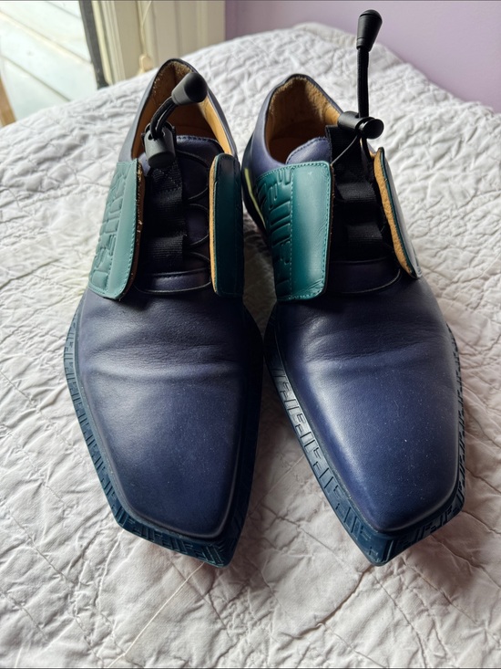 John Fluevog Other - John Fluevog Navy, Green, and Yellow Leather Oxfords